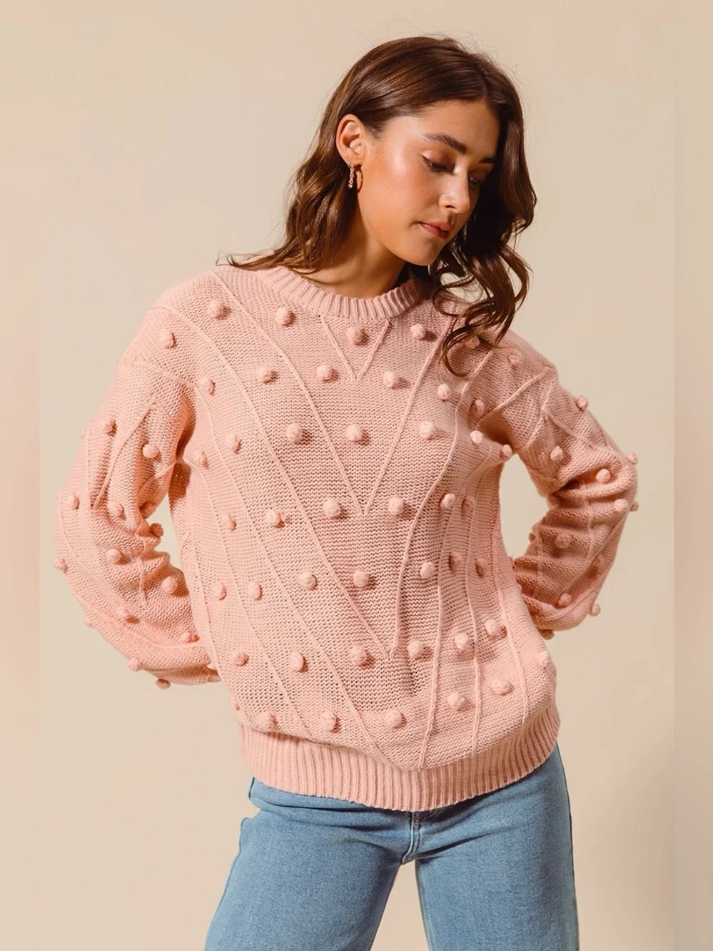 SO ME Pom Pom Textured Knit Sweater Top - Picture 6 of 11